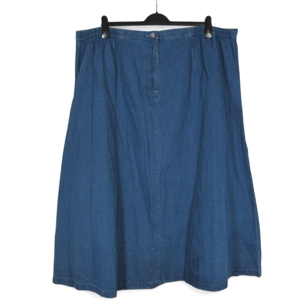 NWT ROAMAN'S Blue Denim PLEATED Elastic Sides SLIT BACK A-Line JEAN SKIRT J8/30W